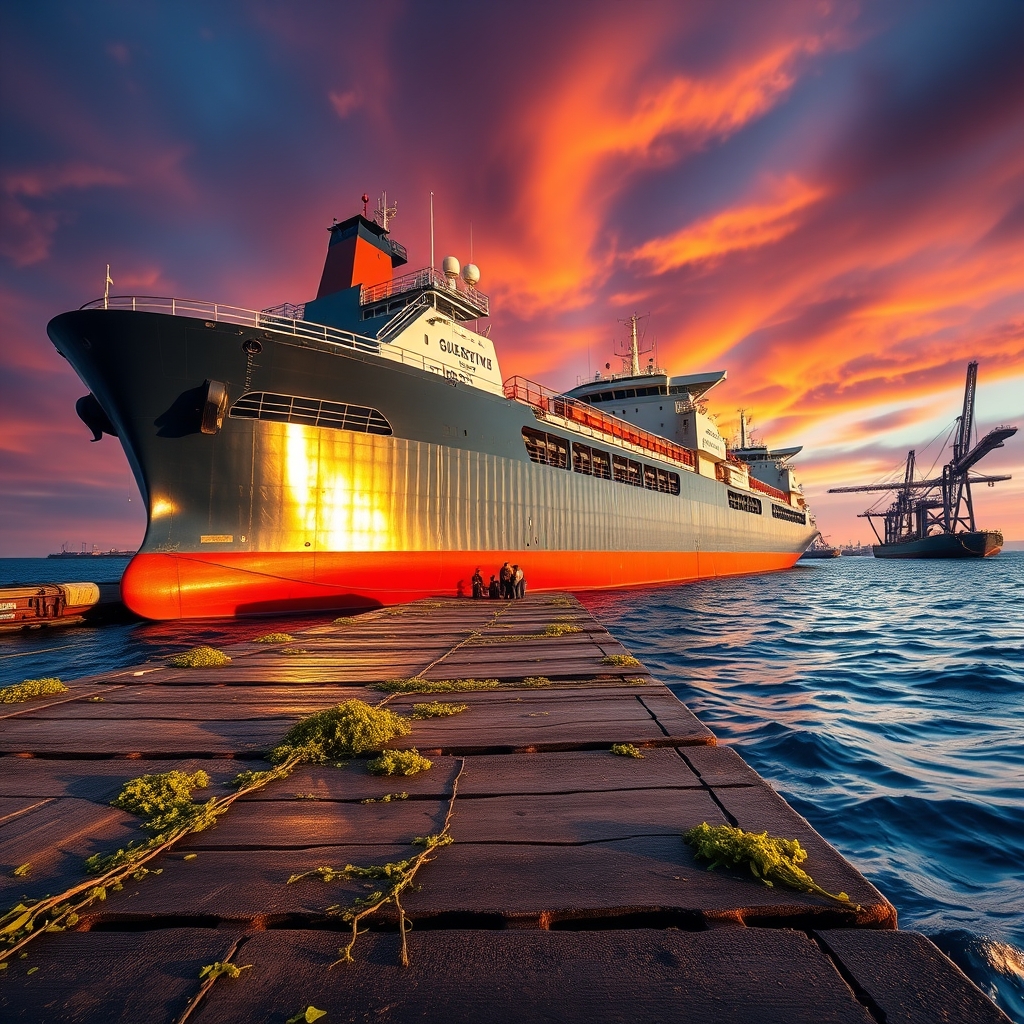 Livestock Carrier Near a Port