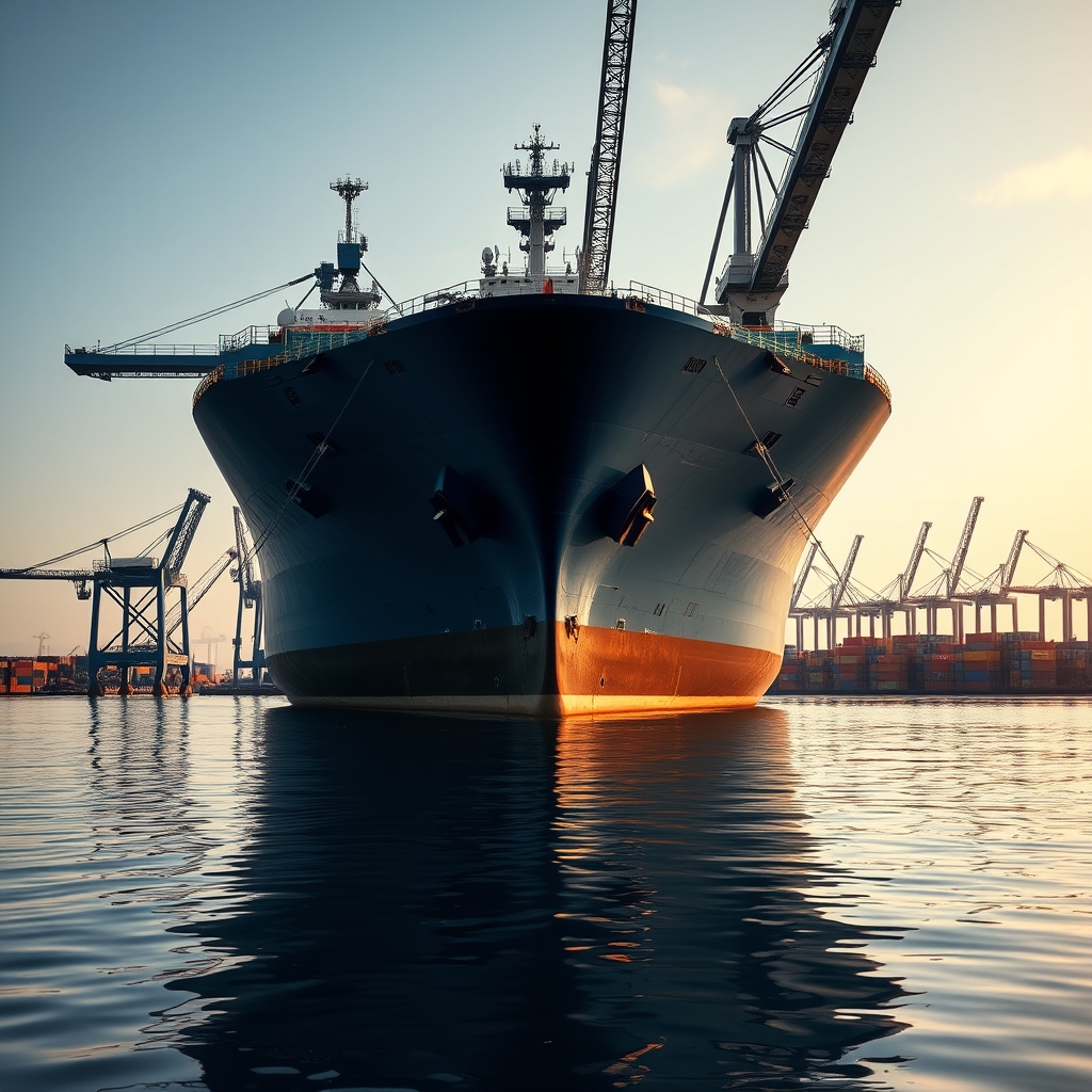 Heavy Lift Vessel Near a Port