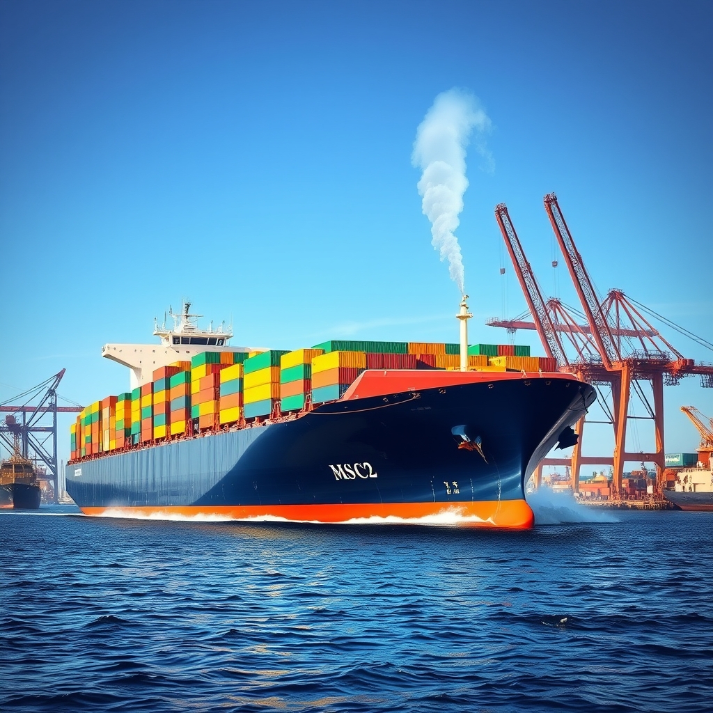 General Cargo Ship Near a Port