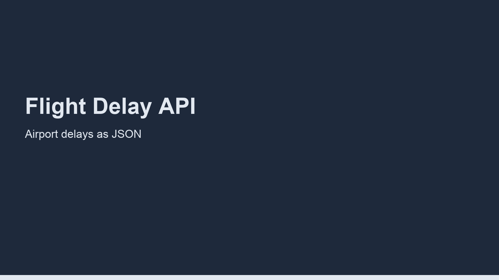 Flight Delay API: Delays by Airport as JSON