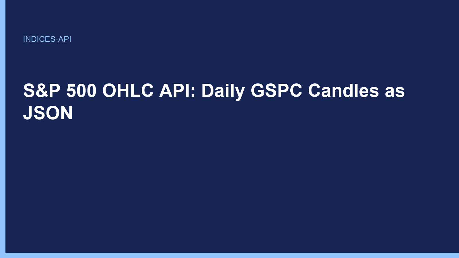 S&P 500 OHLC API: Daily GSPC Candles as JSON