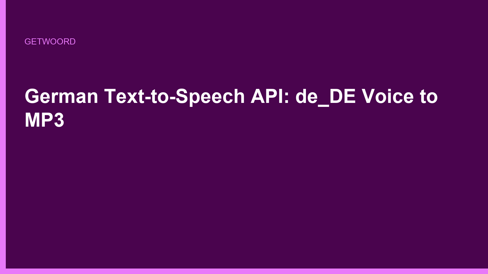 German Text-to-Speech API: de_DE Voice to MP3
